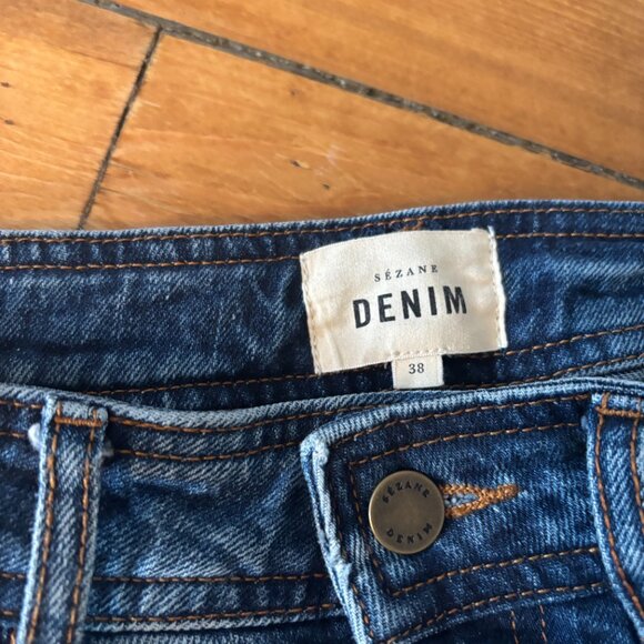 Sézane Jeans Le Crop Denim Blue Wide Leg Jeans Size 6 - Picture 4 of 8